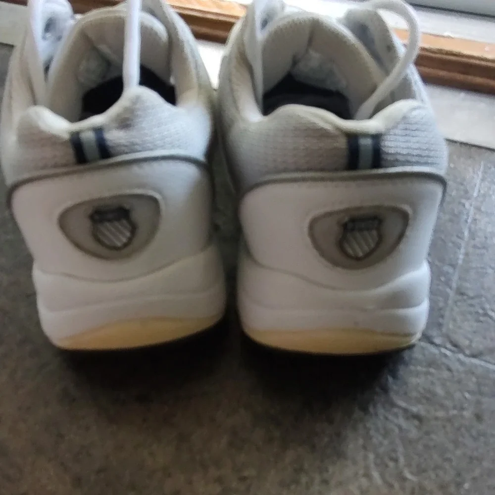 K-Swiss 7.0 System Men Tennis Shoes White Grey Leather Sneaker 91184177 Size 9.5
